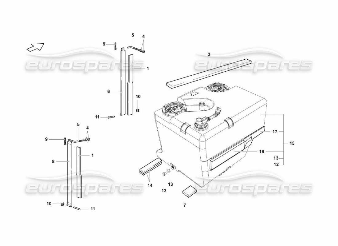 lamborghini murcielago lp670 tanque - implantaciones diagrama de piezas