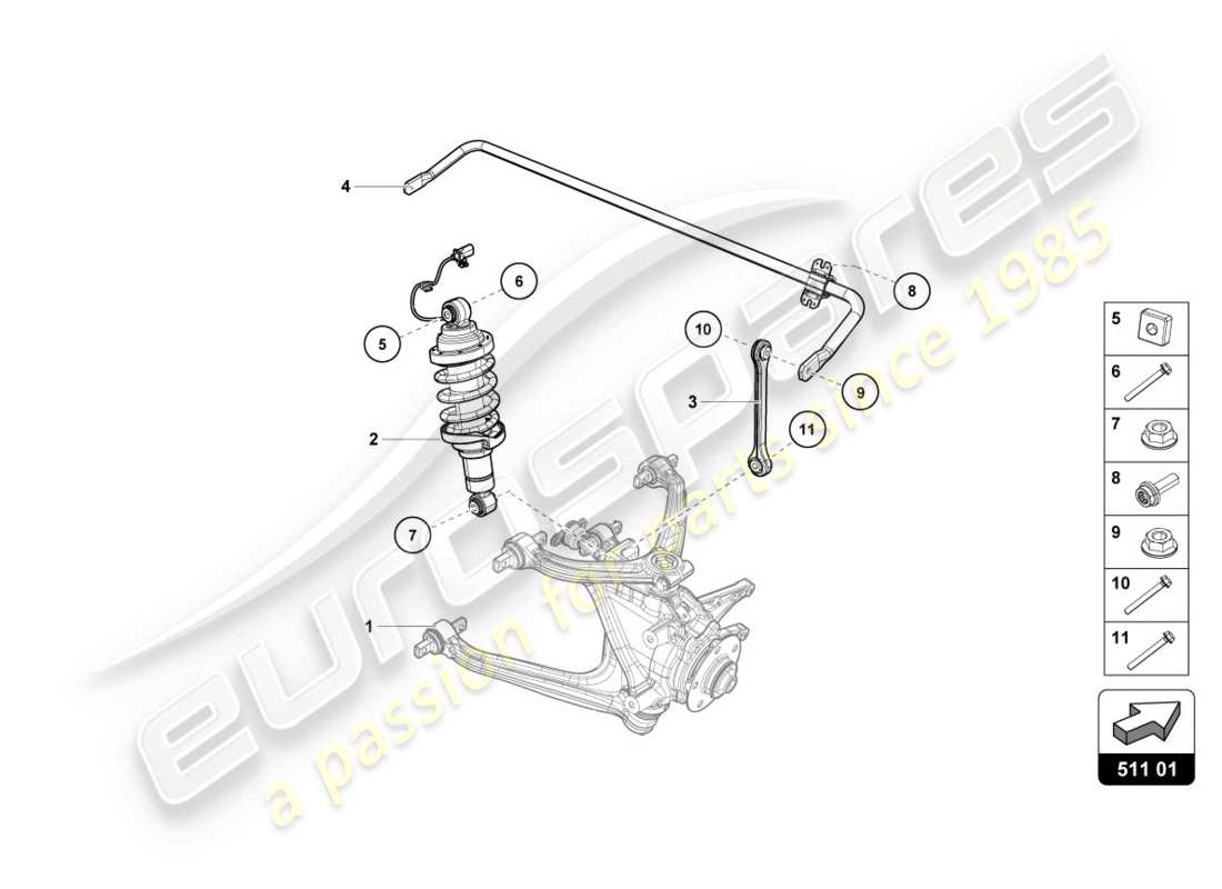 lamborghini 2018 (lp610-4 coupe) diagrama de piezas del amortiguador