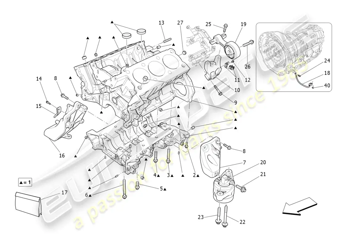 maserati ghibli (2015) crankcase diagrama de piezas