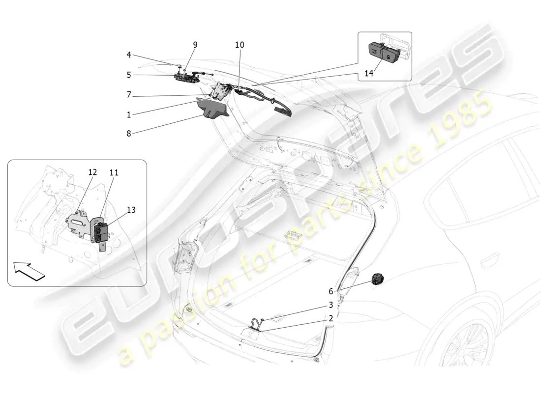 maserati grecale trofeo (2023) rear liftgate opening control diagrama de piezas