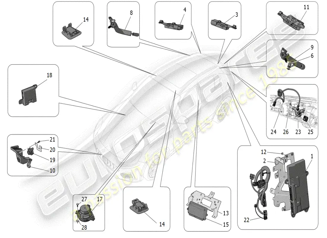 maserati grecale modena (2023) sistema de ti diagrama de piezas