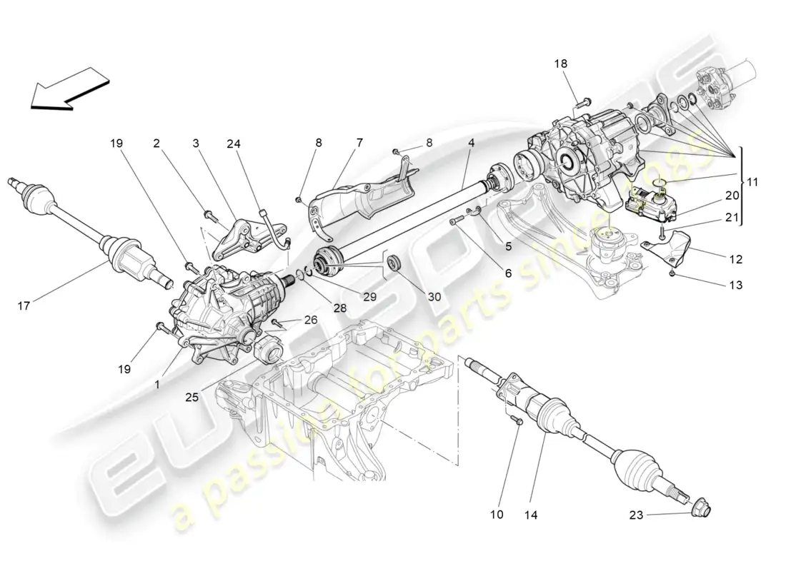 maserati levante trofeo (2020) transmisión de las ruedas delanteras diagrama de piezas
