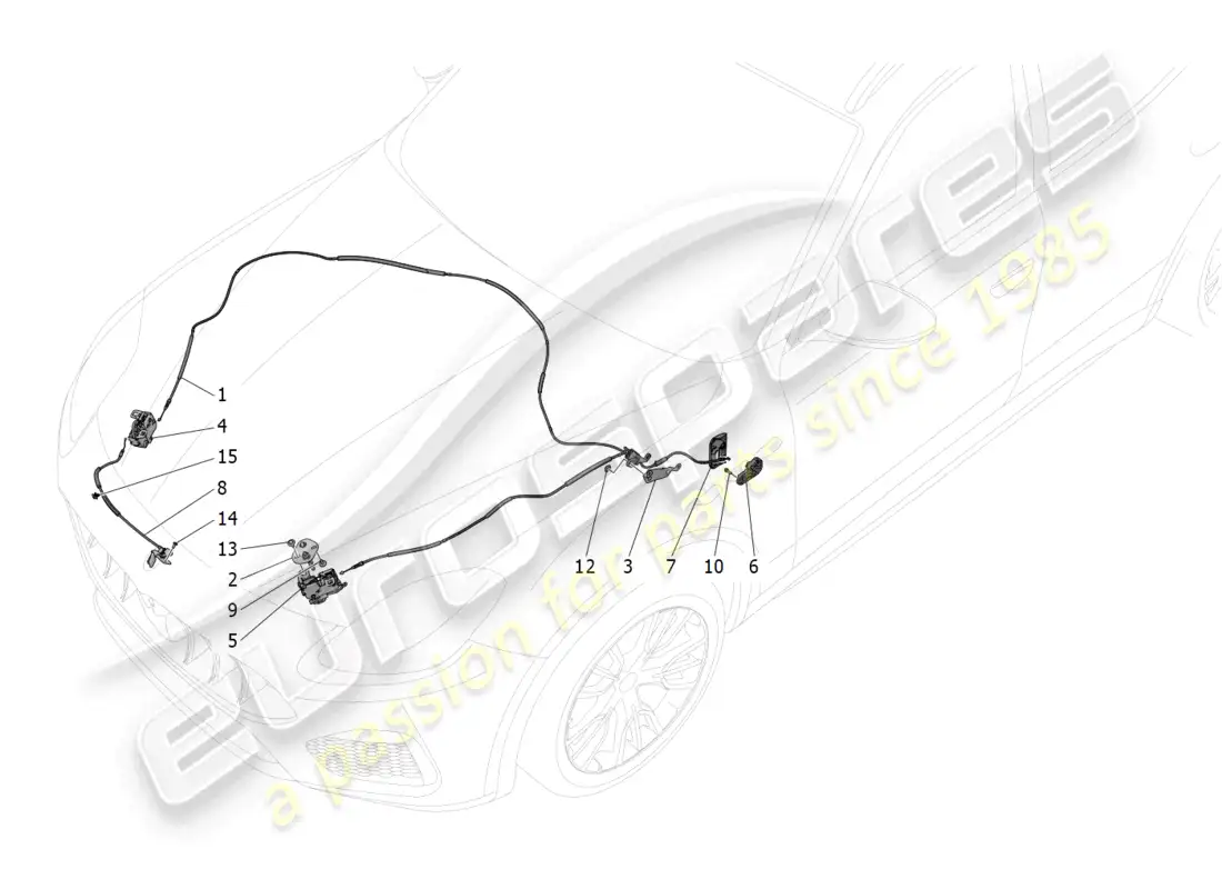 maserati grecale trofeo (2023) botón de apertura de tapa frontal diagrama de piezas