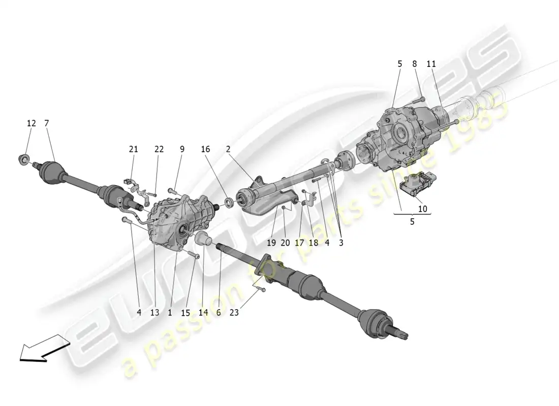 maserati grecale trofeo (2023) transmisión de las ruedas delanteras diagrama de piezas