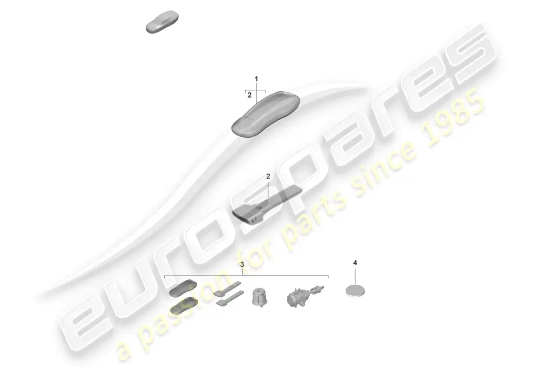 porsche 2020 (taycan 9j1-1) transmisor portátil llave de emergencia con cerradura específica diagrama de piezas