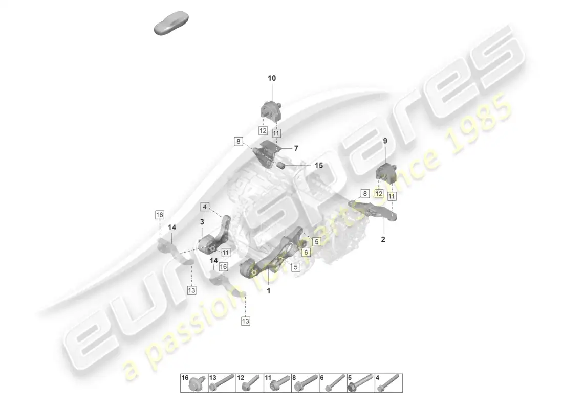 porsche 2022 (taycan 9j1-1) aparejo de elevación del motor eje trasero diagrama de piezas