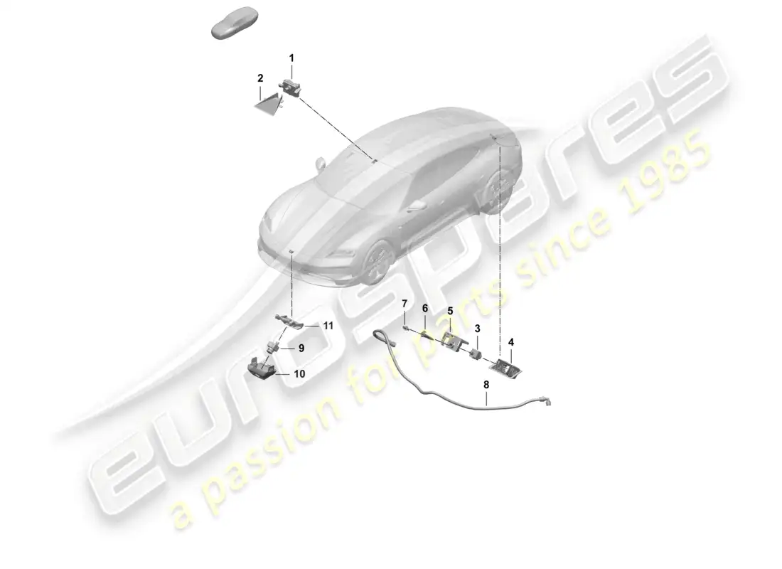 porsche 2026 (taycan 9j1-2) cámara frontal para programas de asistencia al conductor cámara de marcha atrás real top view diagrama de piezas