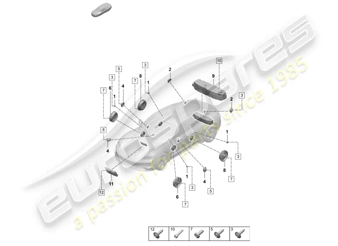porsche 2026 (taycan 9j1-2) altavoces premium diagrama de piezas