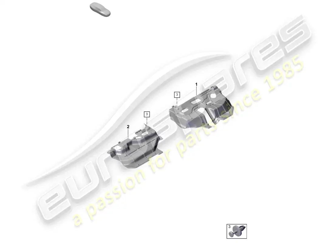 porsche 2020 (taycan 9j1-1) diagrama de piezas del espacio para los pies de la placa de aislamiento acústico
