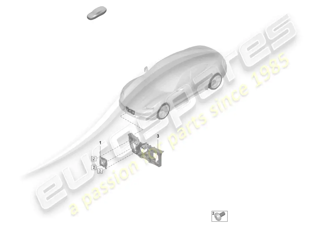 porsche 2020 (taycan 9j1-1) diagrama de piezas del sistema de control de crucero sensor de radar del sistema de asistencia al conductor