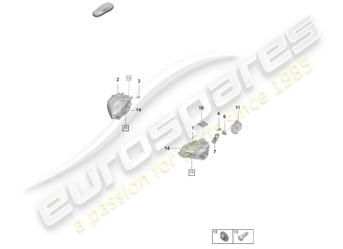 porsche 2020 (taycan 9j1-1) diagrama de piezas del faro led