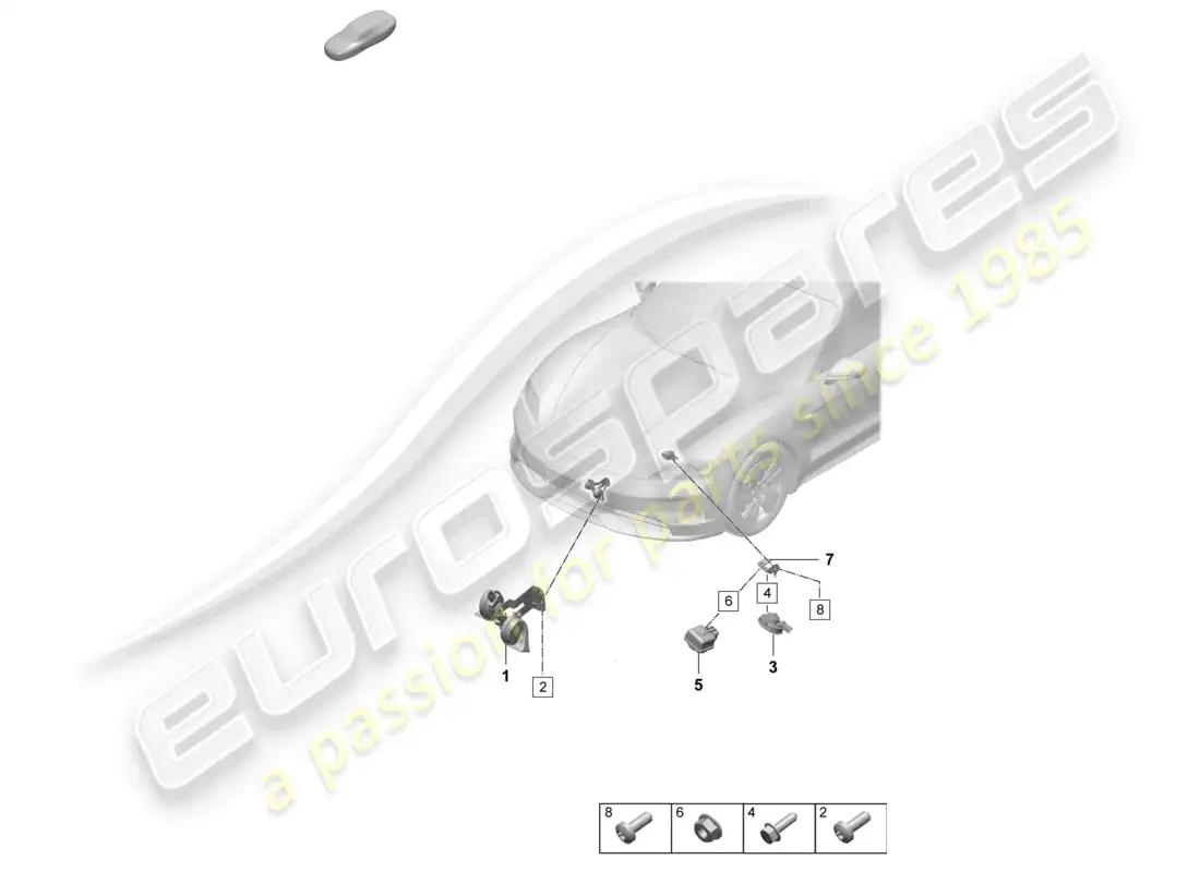 porsche 2026 (taycan 9j1-2) sistema de alarma con bocina de señal de fanfarria diagrama de piezas