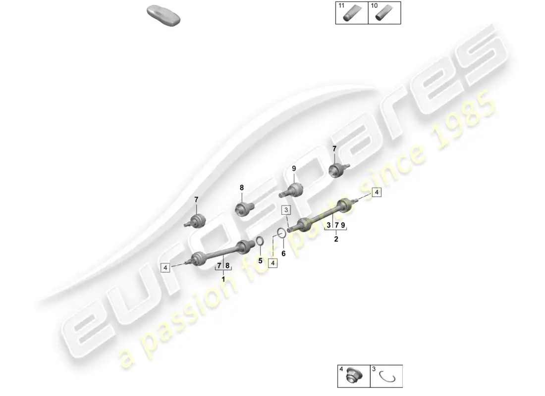 porsche 2020 (taycan 9j1-1) eje de accionamiento diagrama de piezas