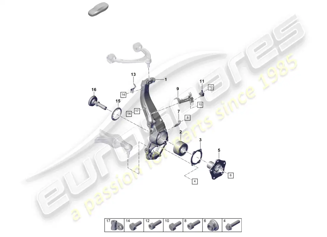 porsche 2020 (taycan 9j1-1) diagrama de piezas del portador de ruedas