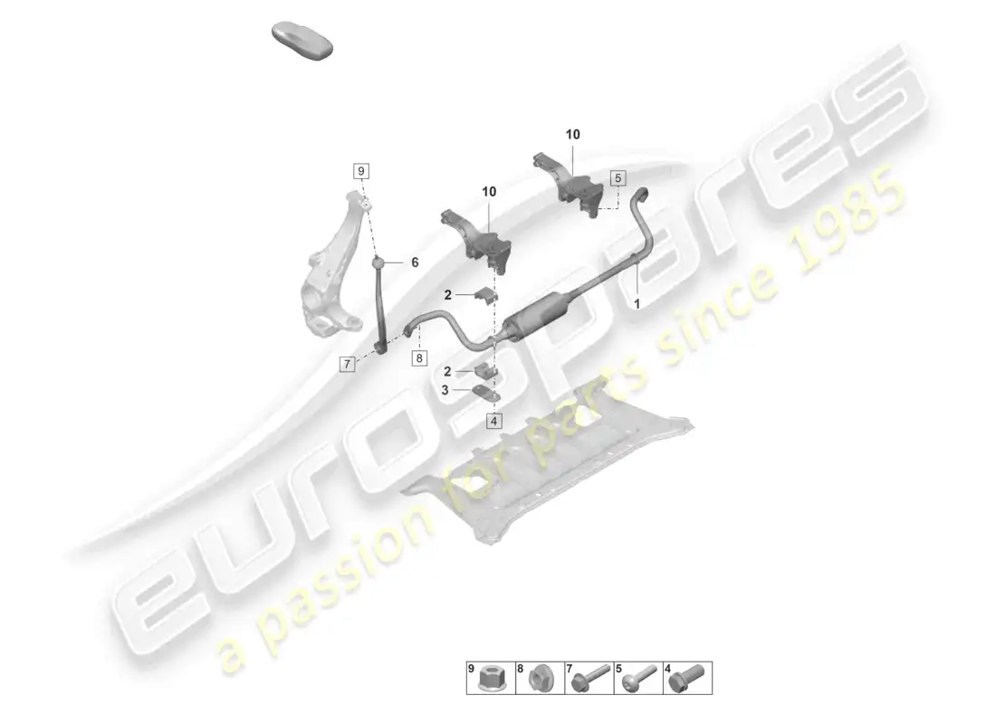 porsche 2020 (taycan 9j1-1) barra estabilizadora para vehículos con estabilización electrónica del balanceo diagrama de piezas