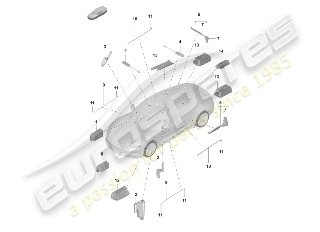 porsche 2020 (taycan 9j1-1) luz interior diagrama de piezas