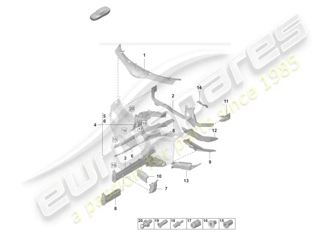 porsche 2022 (taycan 9j1-1) parte delantera larguero soporte de suspensión diagrama de piezas