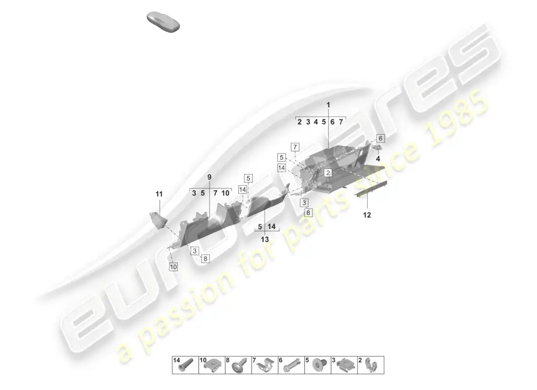 porsche 2022 (taycan 9j1-1) guantera y molduras inferiores diagrama de piezas