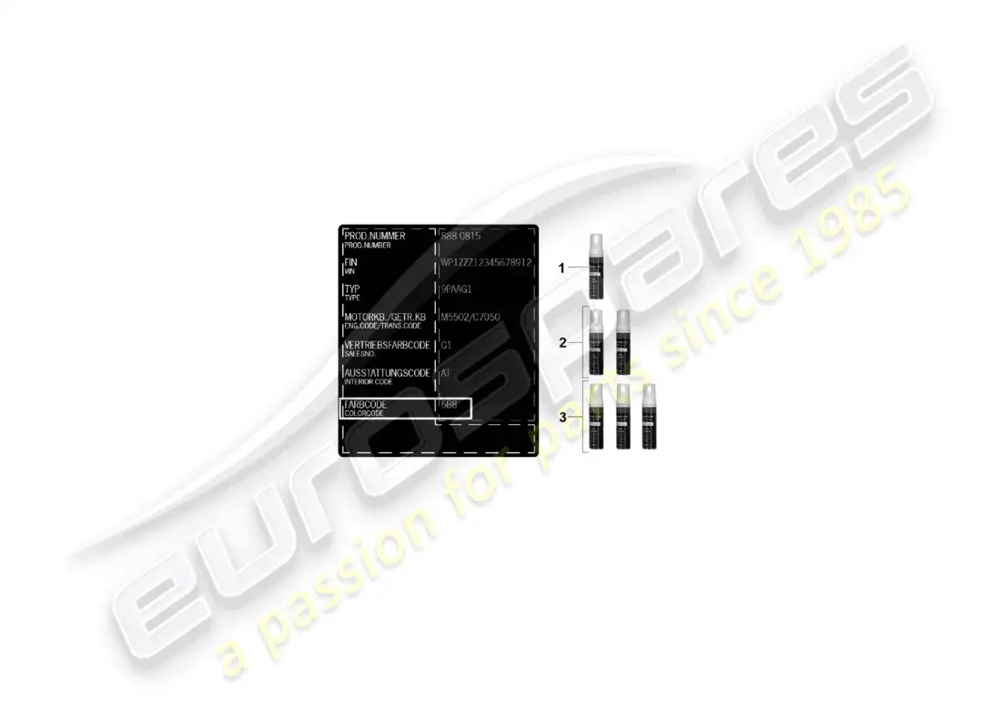 porsche 2021 (taycan 9j1-1) aplicador de retoque de pintura pinturas diagrama de piezas
