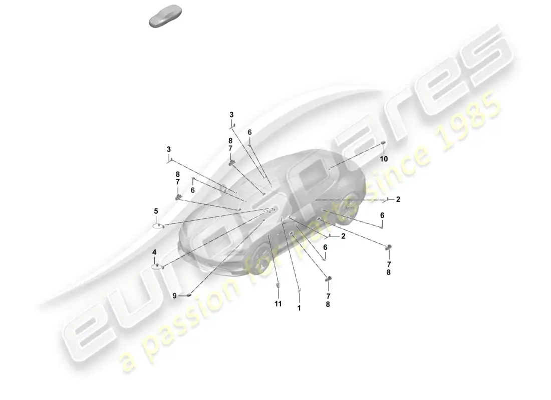 porsche 2026 (taycan 9j1-2) luces interiores de puertas luces de advertencia del portón trasero diagrama de piezas
