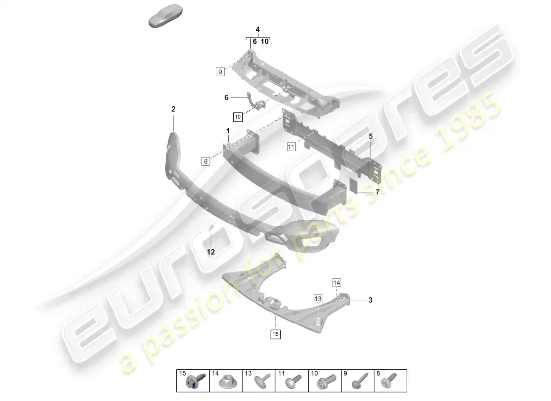 porsche 2022 (taycan 9j1-1) soporte de parachoques delantero refuerzo anticolisión diagrama de piezas
