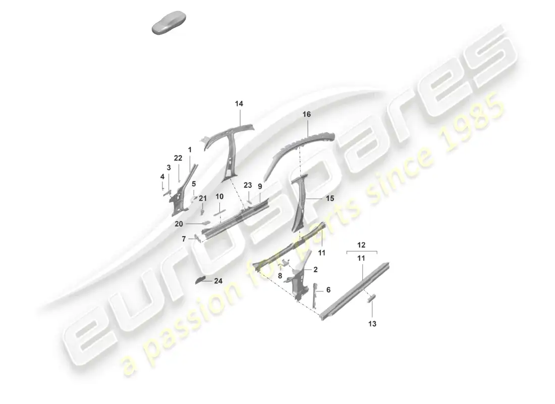 porsche 2023 (taycan 9j1-1) panel lateral, parte delantera interior diagrama de piezas