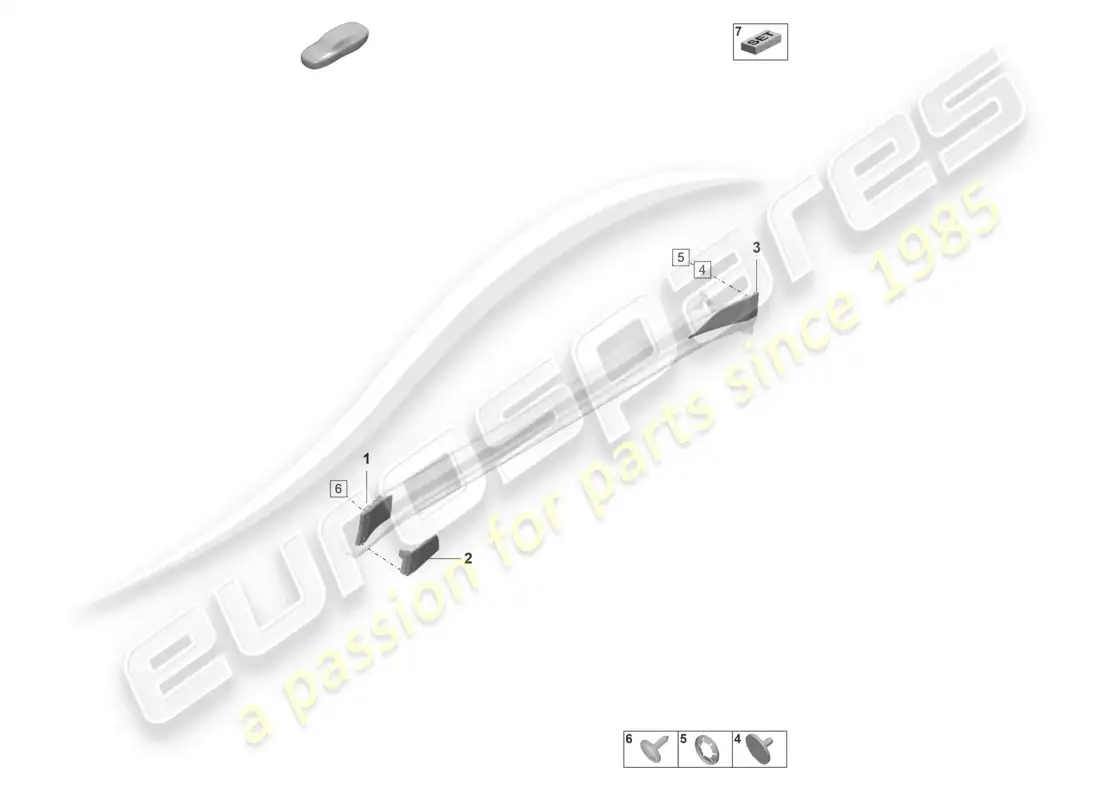porsche 2023 (taycan 9j1-1) alféizar de alerón diagrama de piezas