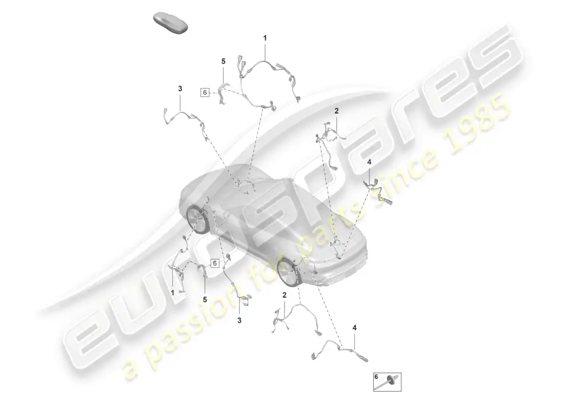 porsche 2021 (taycan 9j1-1) arnés de cableado para sistema de frenos antibloqueo -abs- arnés de cableado para suspensión autonivelante diagrama de piezas