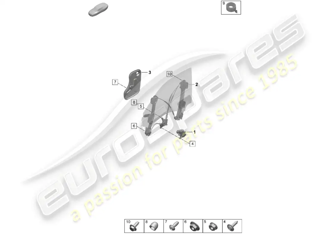 porsche 2025 (taycan 9j1-2) elevalunas delantero motor elevalunas accesorios diagrama de piezas