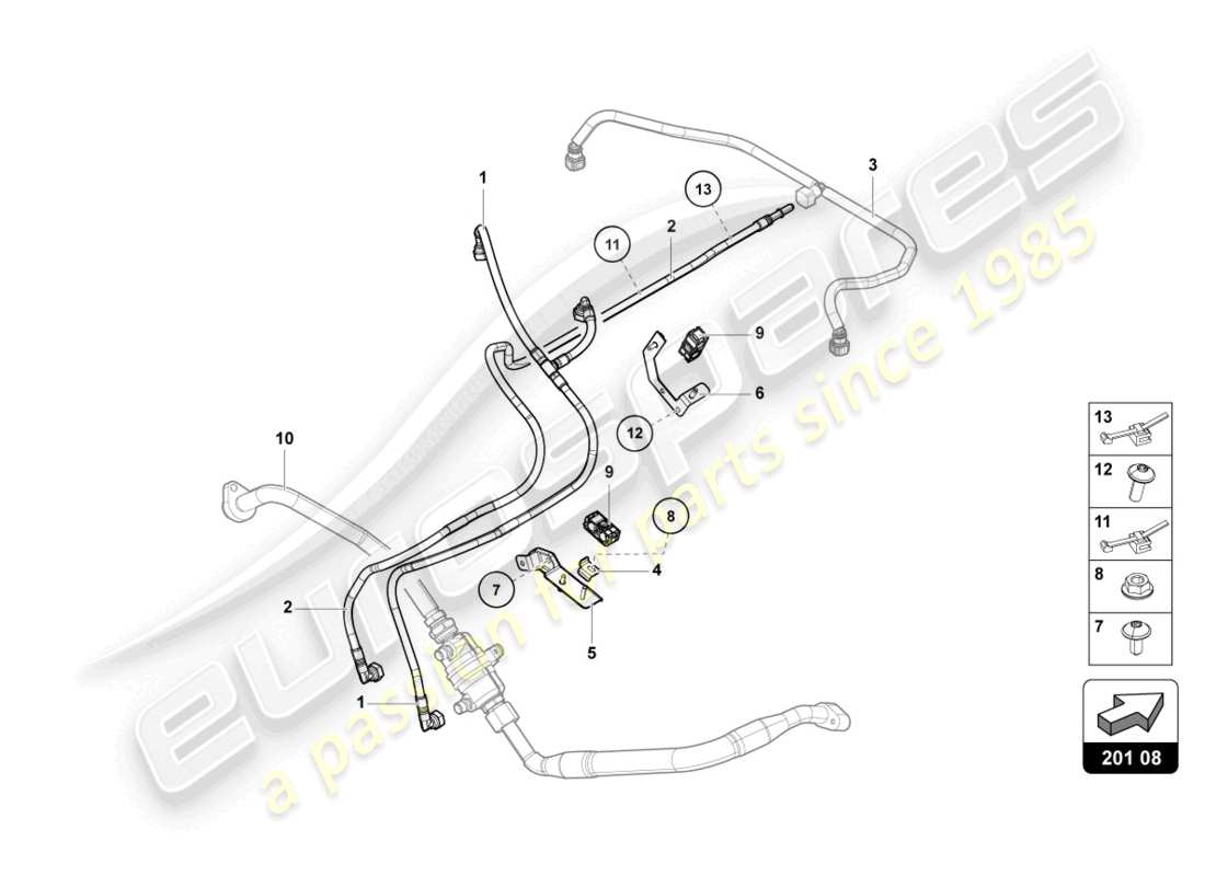 lamborghini 2013 (lp700-4 coupe) diagrama de piezas de la línea de combustible