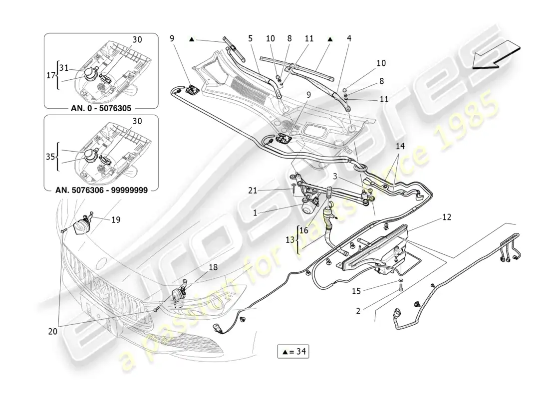 maserati ghibli (2017) dispositivos externos del vehículo diagrama de piezas