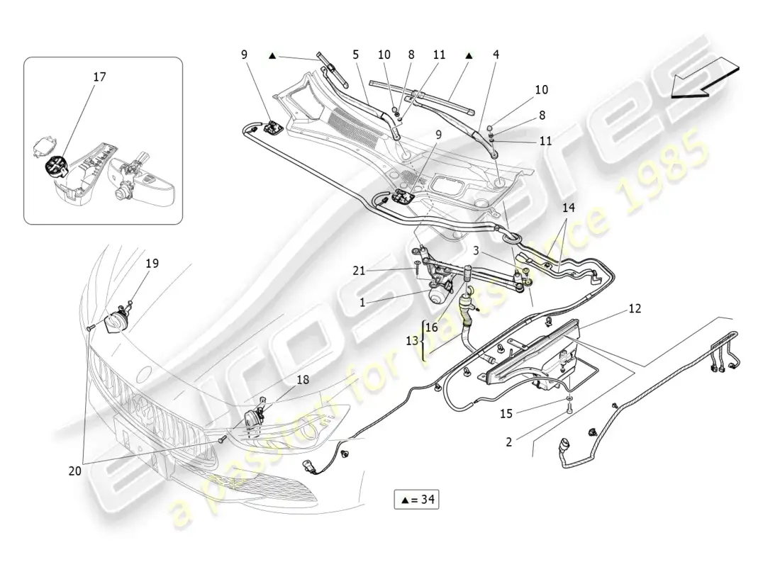 maserati ghibli (2014) dispositivos externos del vehículo diagrama de piezas