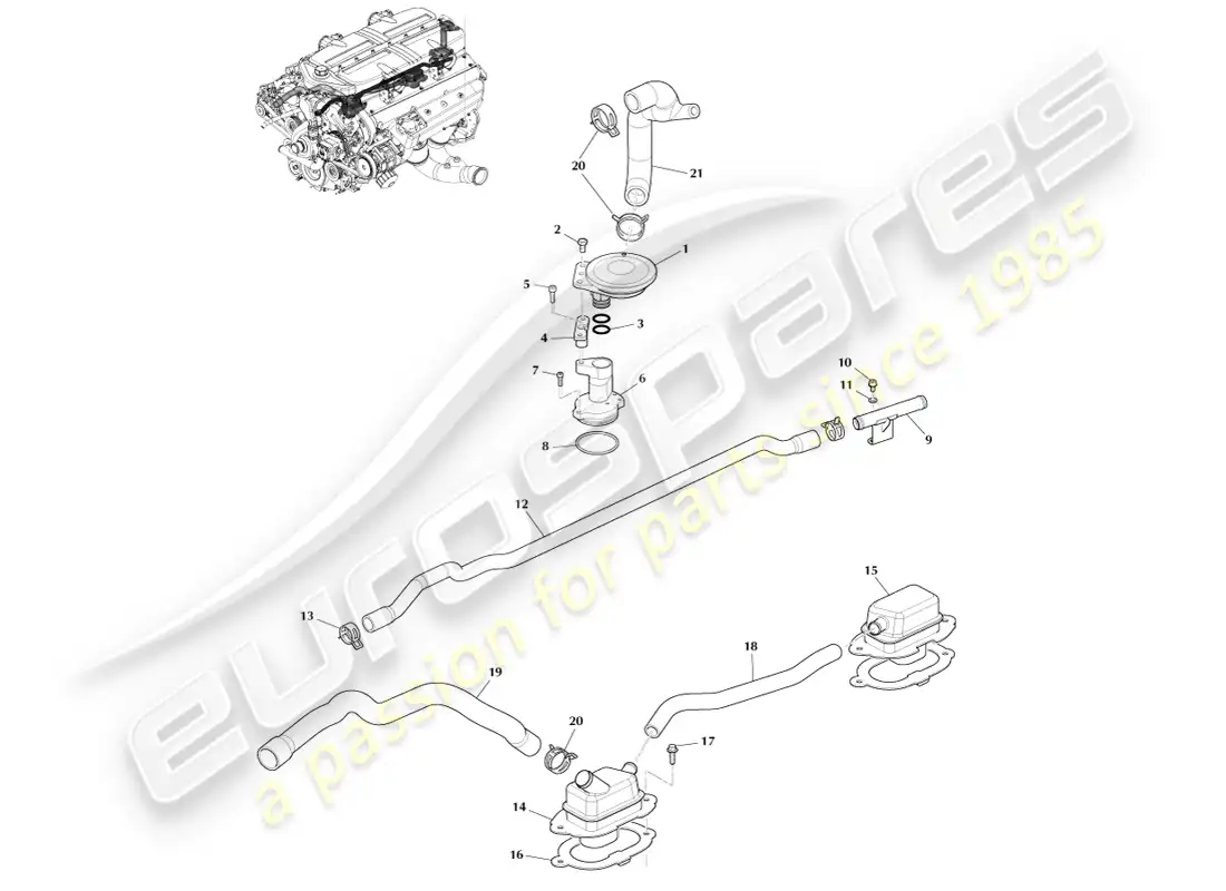aston martin one-77 (2011) control de emisión diagrama de piezas