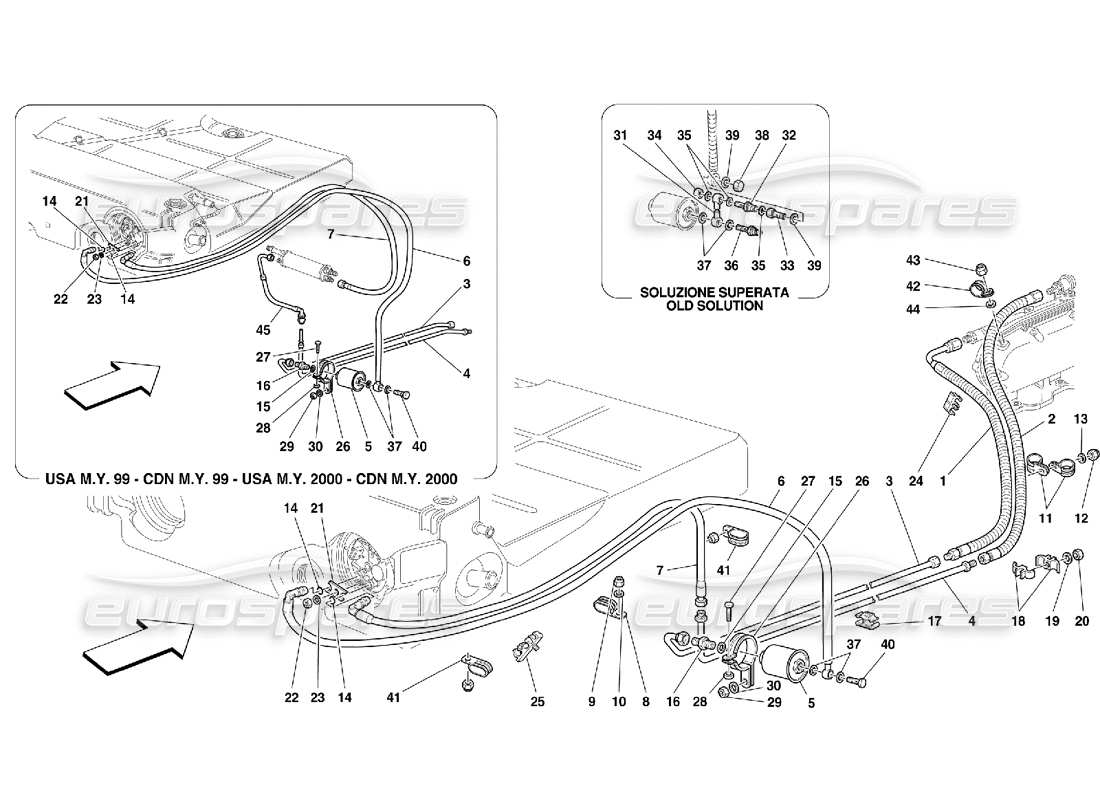 FERRARI 550 MARANELLO DIAGRAMA DE PIEZAS DEL SISTEMA DE SUMINISTRO DE COMBUSTIBLE ferrari 550 maranello diagrama de piezas del sistema de suministro de combustible