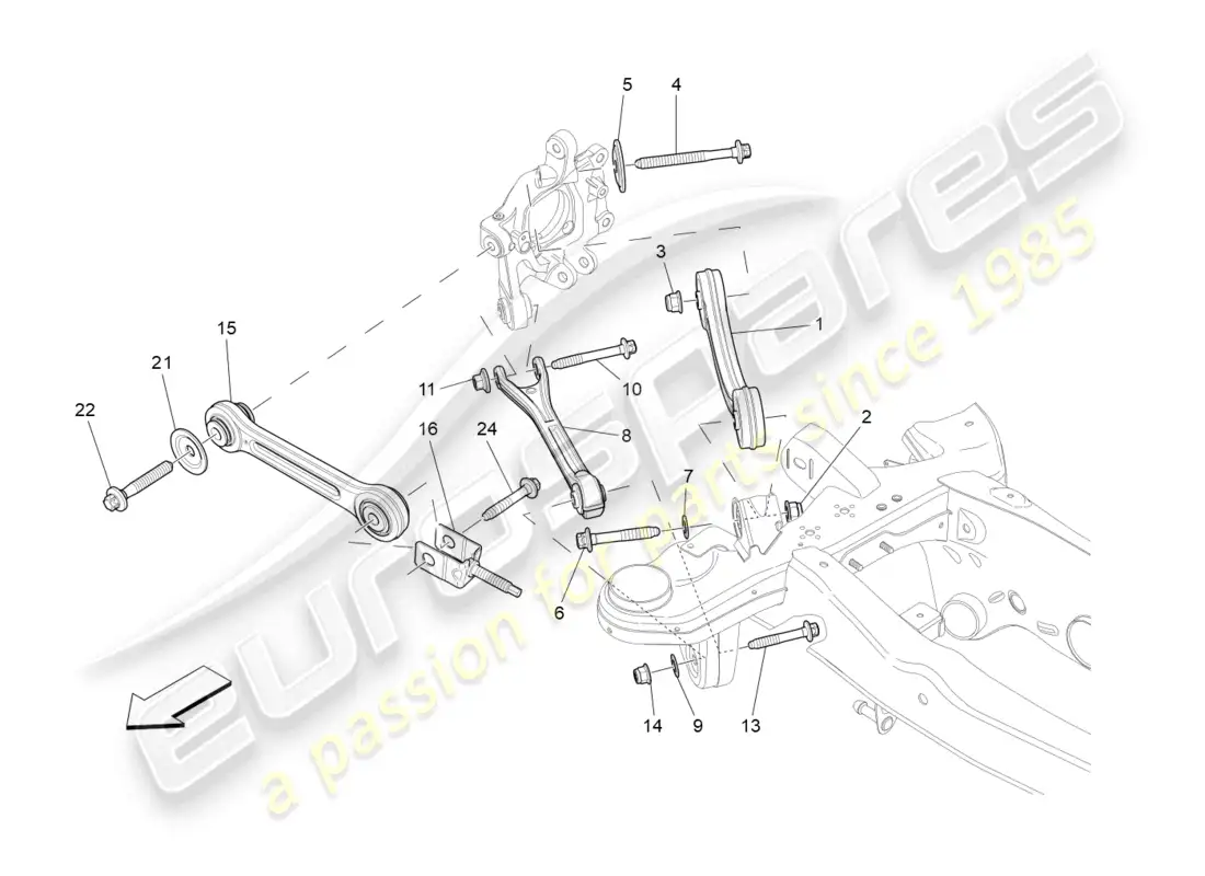 maserati ghibli (2016) rear suspension diagrama de piezas