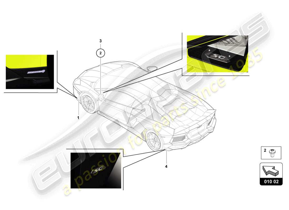 lamborghini 2014 (lp720-4 roadster 50) placas tipo diagrama de piezas