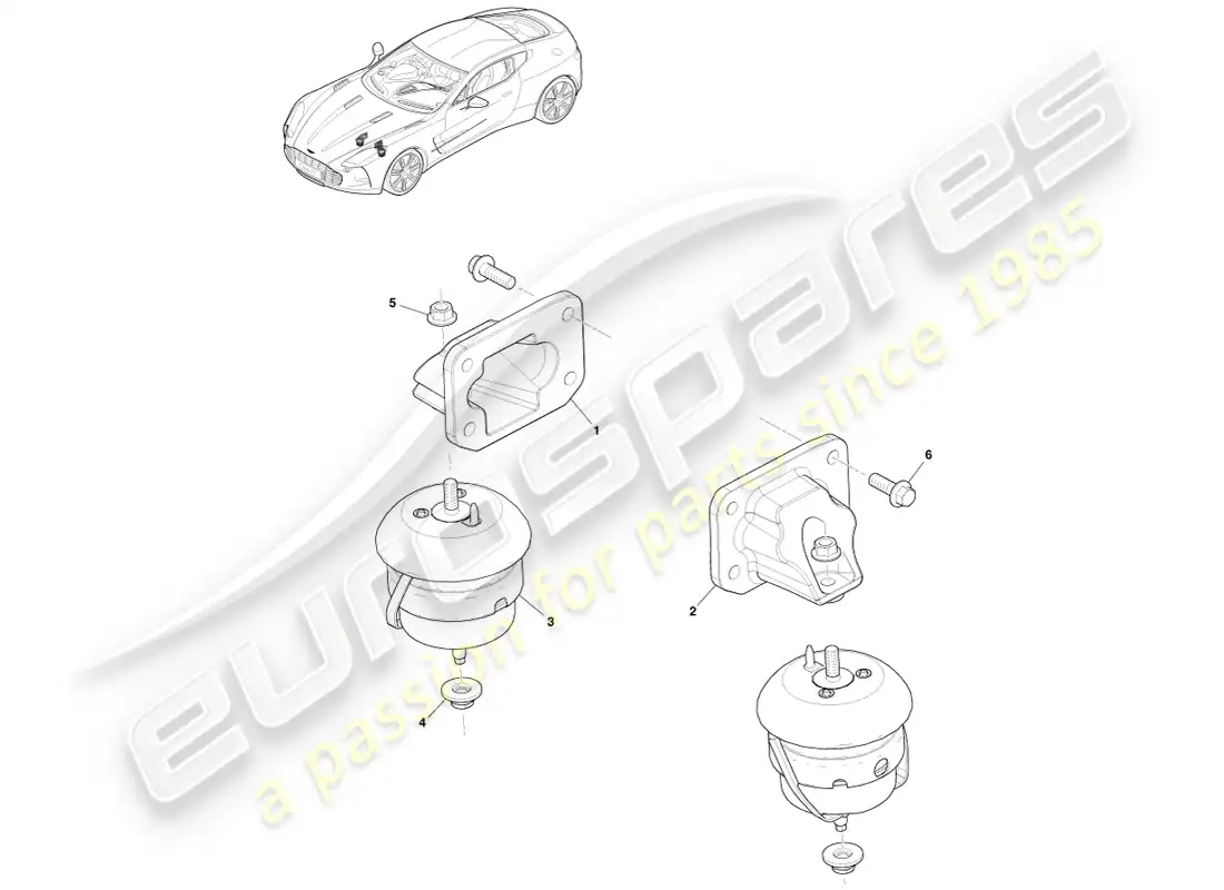 aston martin one-77 (2011) soportes del motor diagrama de piezas