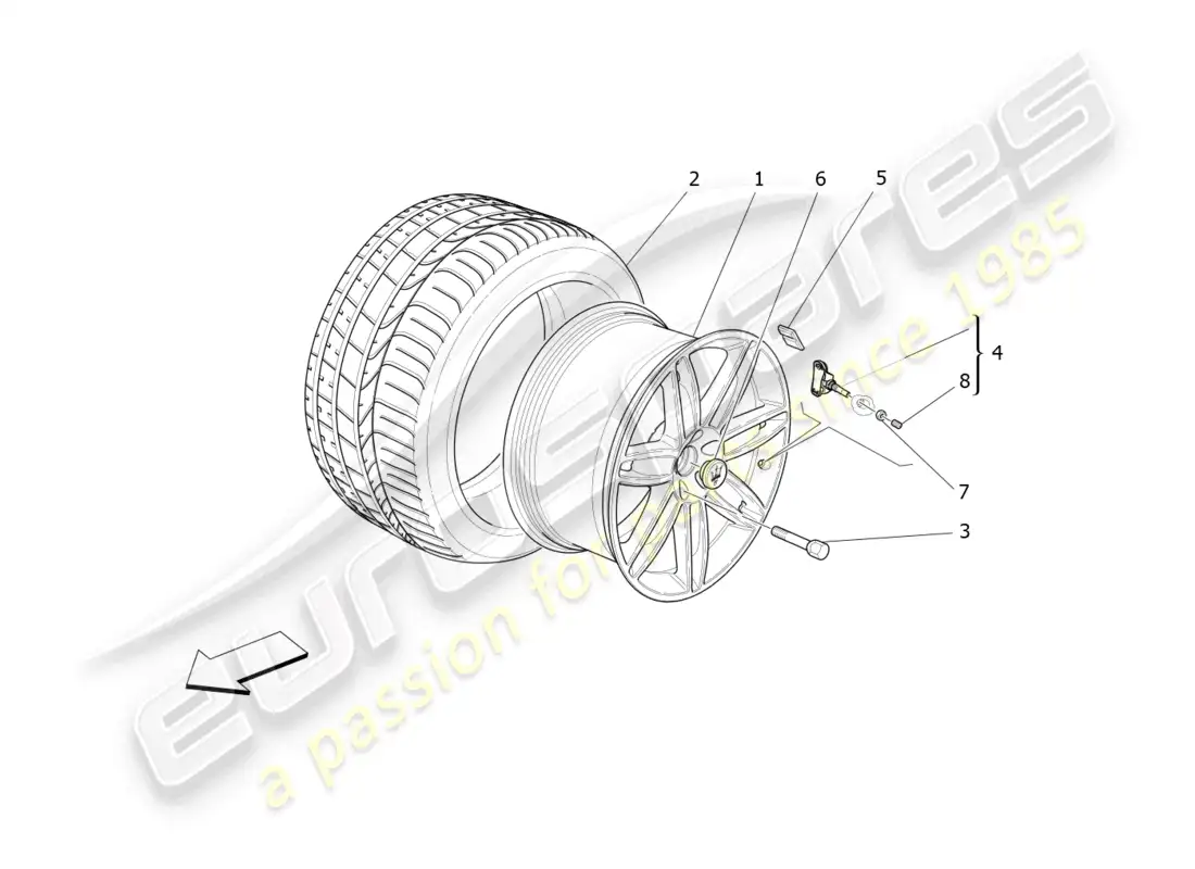 maserati ghibli (2016) wheels and tyres diagrama de piezas