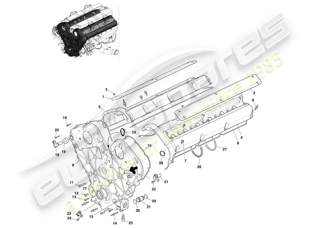 aston martin one-77 (2011) sellado del motor diagrama de piezas