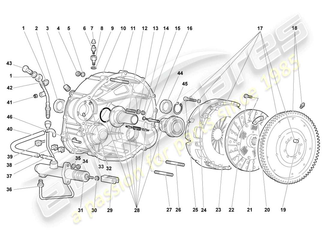 lamborghini murcielago coupe (2003) acoplamiento diagrama de pieza lhd