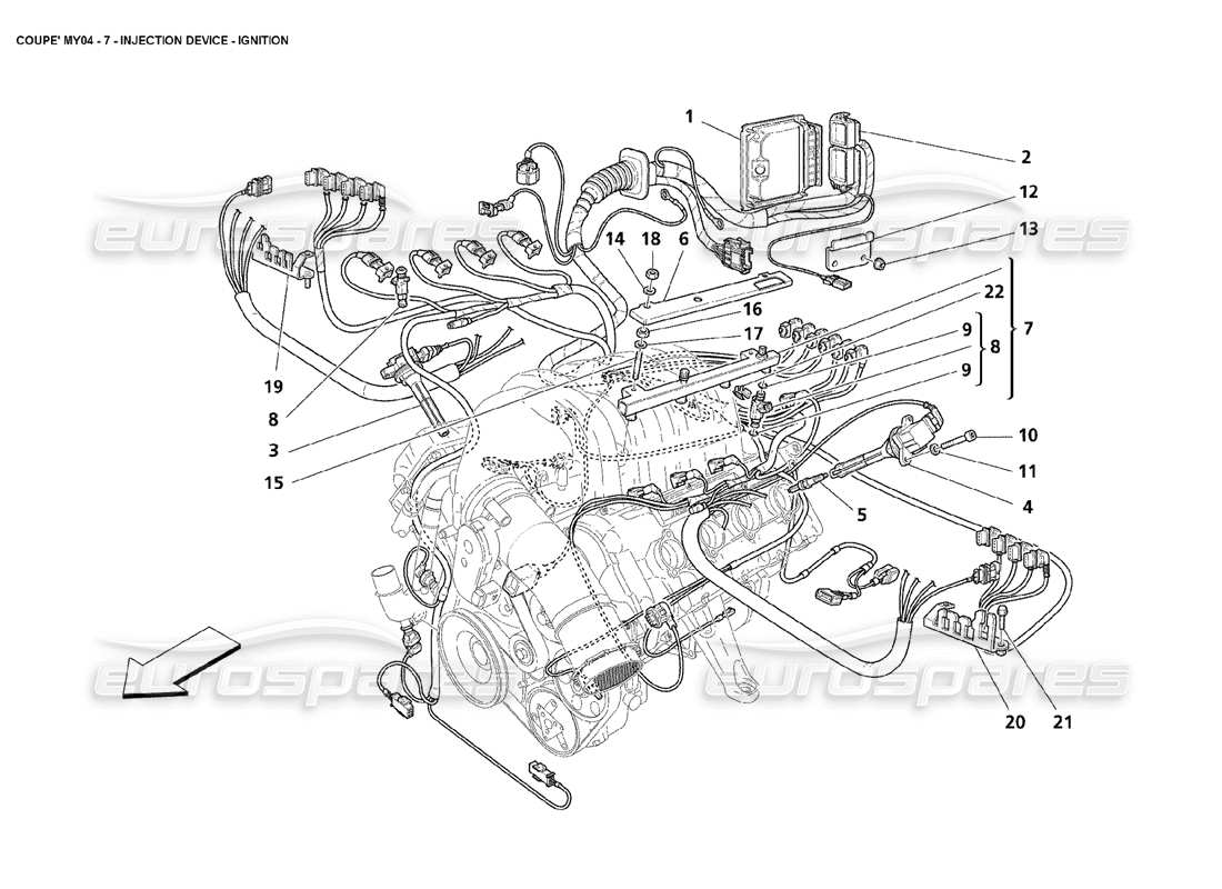 maserati 4200 coupe (2004) diagrama de piezas de encendido del dispositivo de inyección