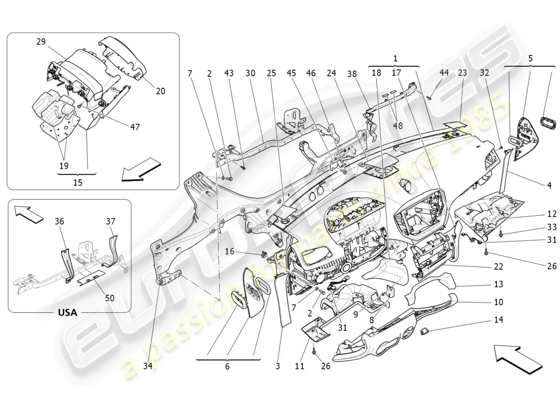 maserati ghibli (2015) unidad de tablero diagrama de piezas