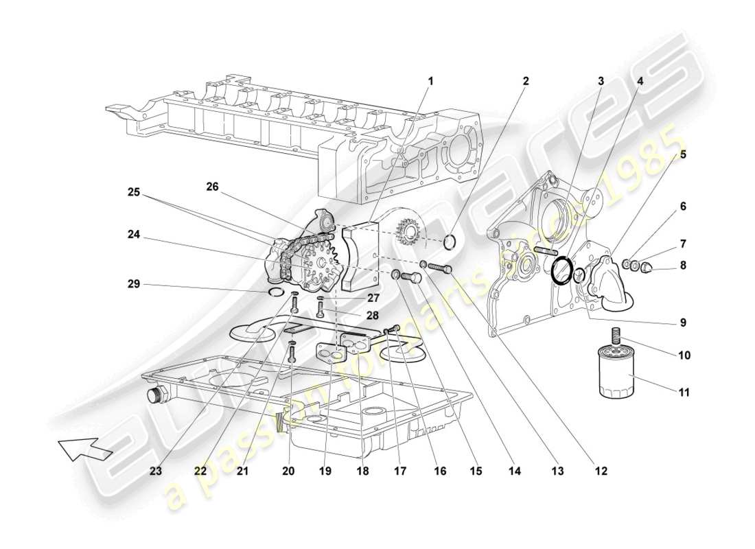 lamborghini murcielago coupe (2003) diagrama de piezas de la bomba de aceite