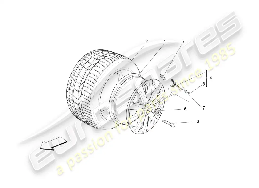 maserati levante (2017) wheels and tyres diagrama de piezas