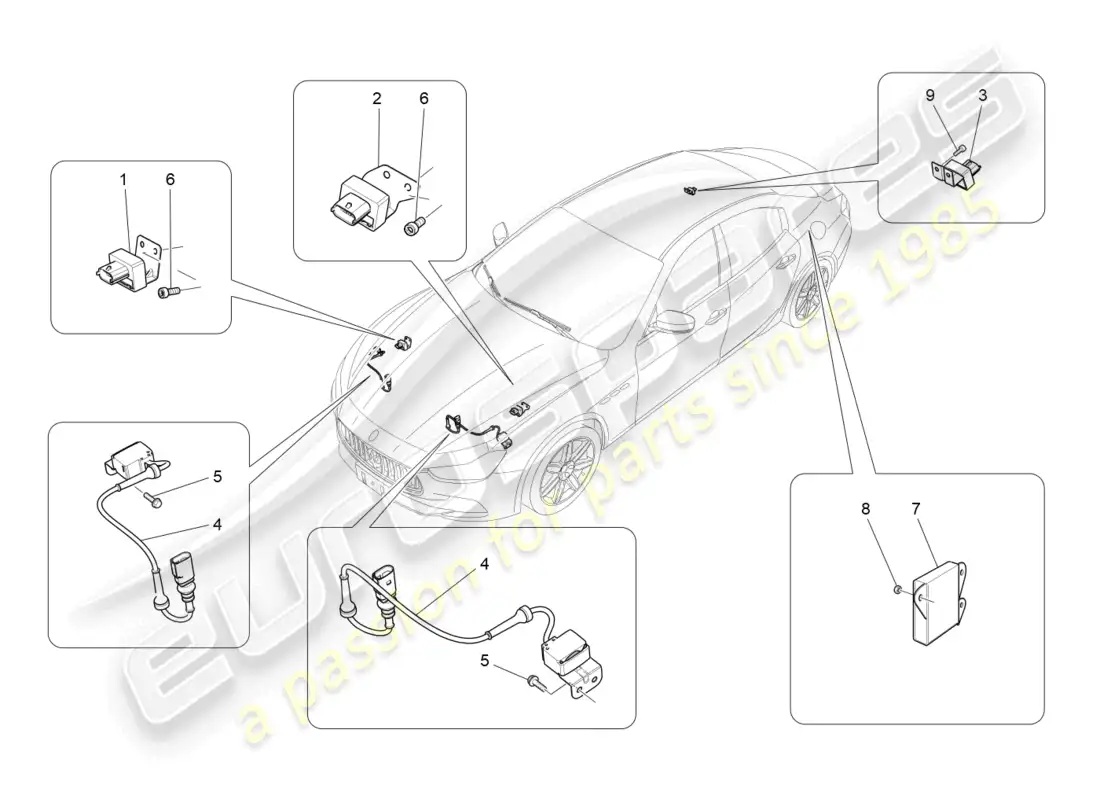 maserati ghibli (2015) control electrónico (suspensión) diagrama de piezas