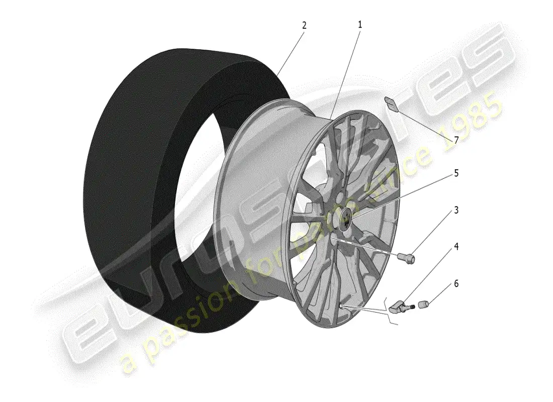 maserati grecale modena (2023) wheels and tyres diagrama de piezas