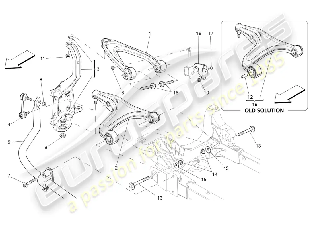 maserati ghibli (2016) suspensión delantera diagrama de piezas