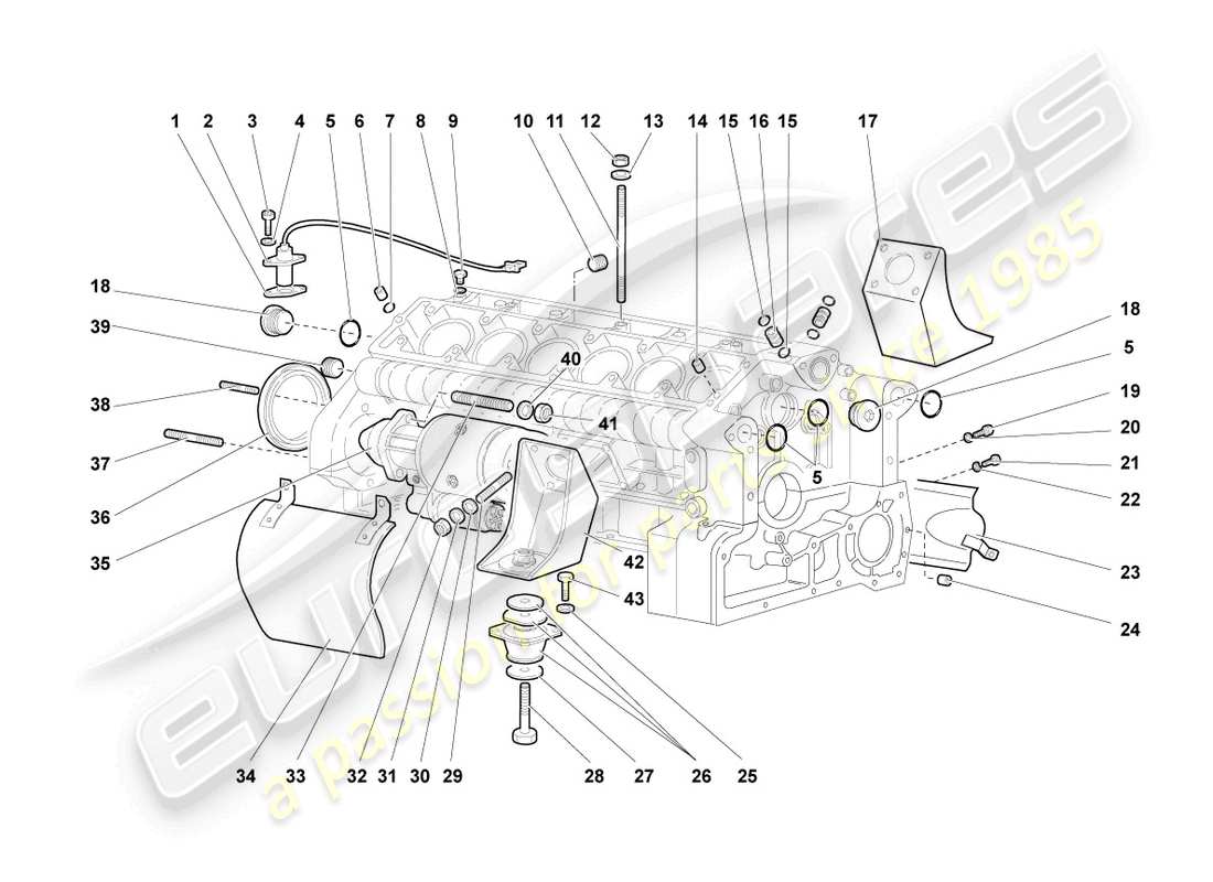 lamborghini murcielago coupe (2003) diagrama de piezas de la carcasa del cárter