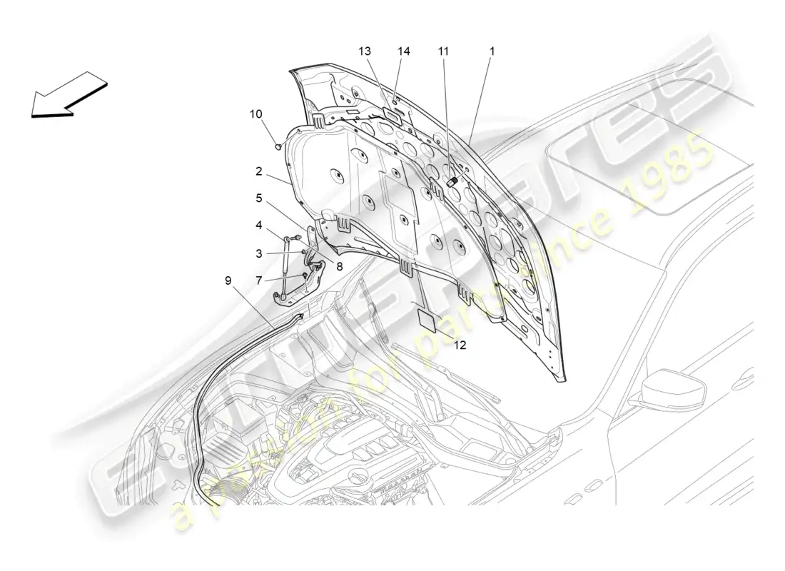 maserati levante gt (2022) tapa delantera diagrama de piezas