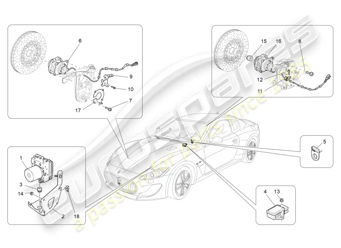 maserati granturismo mc stradale (2013) sistemas de control de frenado diagrama de piezas